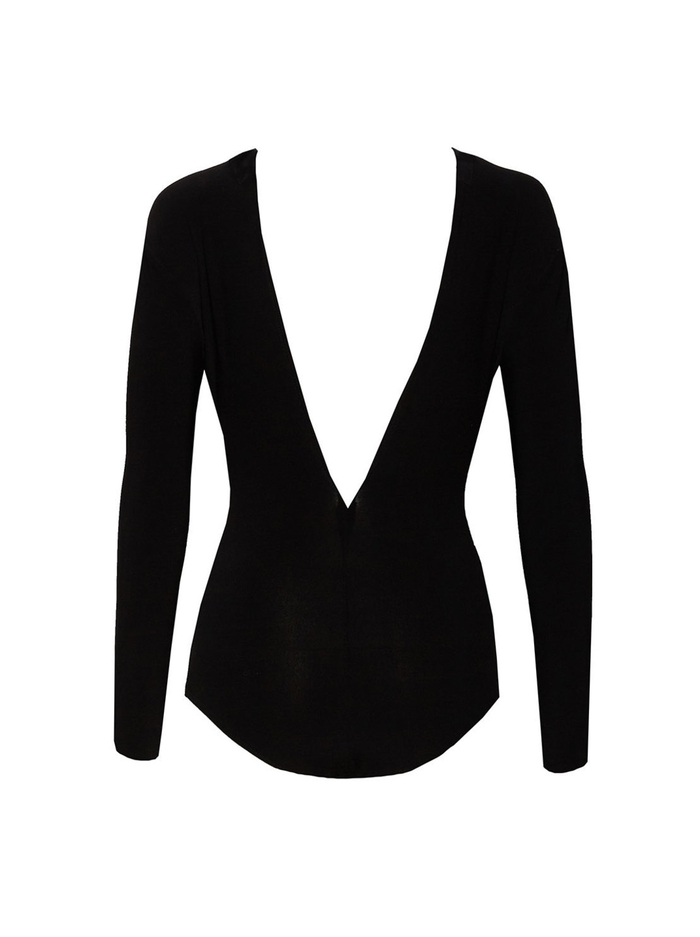 MILEY DEEP V THONG BODYSUIT - BLACK image 4 - Alice And Olivia