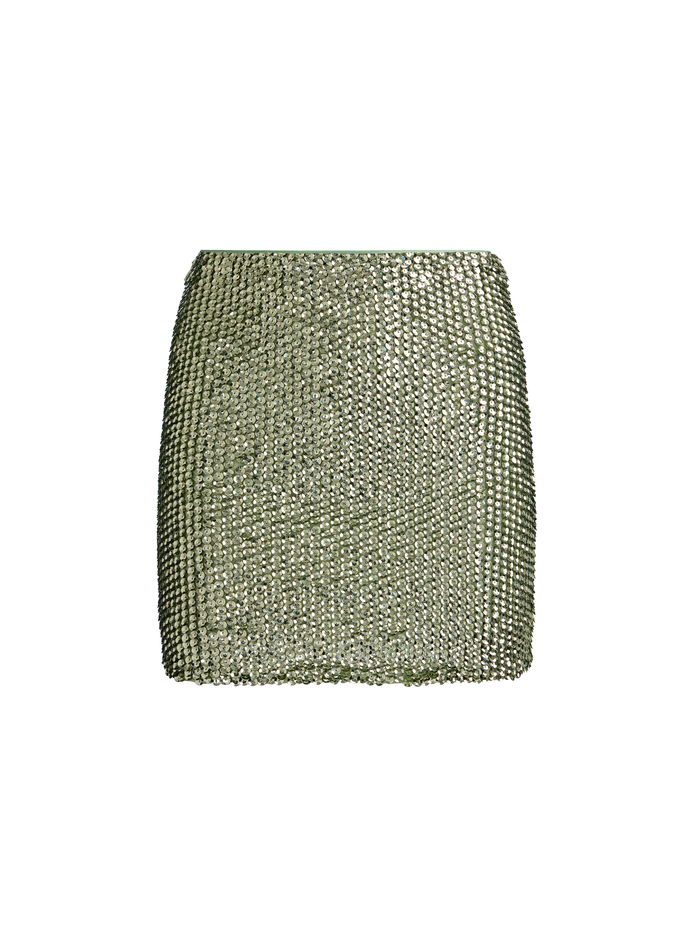 RAMOS SEQUIN MINI SKIRT - LIGHT SAGE image 5 - ALICE + OLIVIA