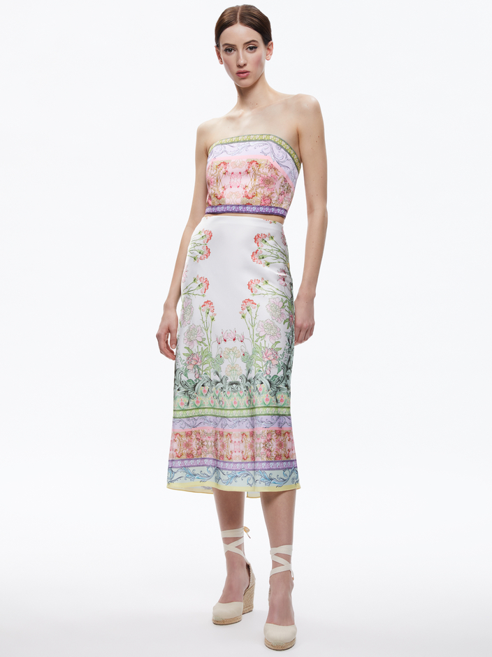 CERESI SMOCKED BACK BANDEAU TOP + MAEVE SLIP MIDI SKIRT - 