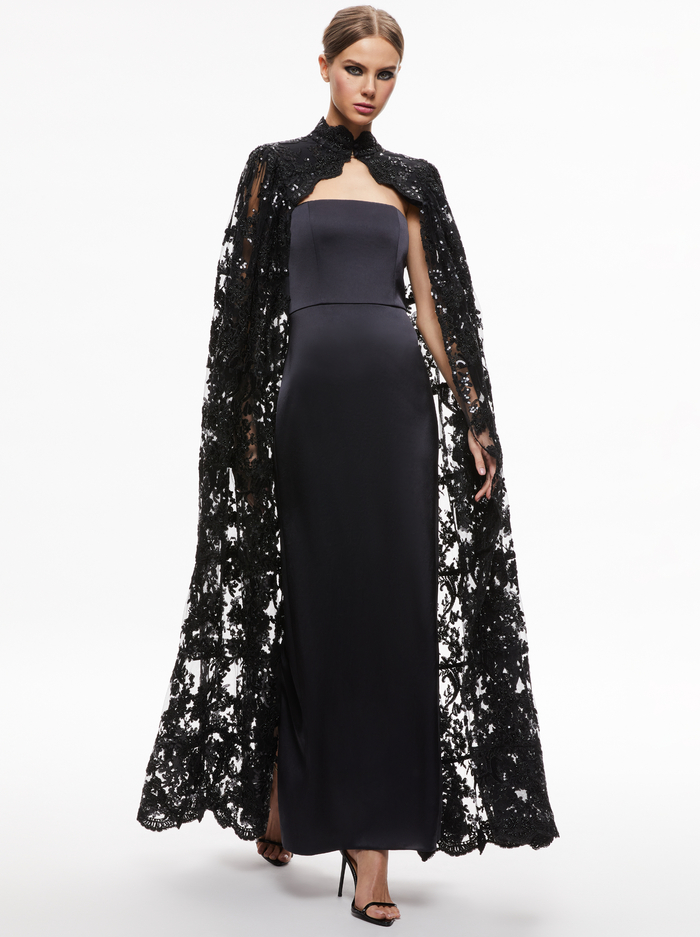 AURELIA LACE EMBELLISHED CAPE - BLACK image 2 - Alice And Olivia