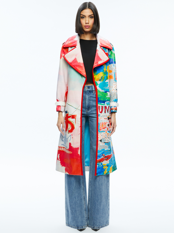 A+O X BASQUIAT NEVADA VEGAN LEATHER TRENCH COAT - INSIGNIA image 2 - Alice And Olivia