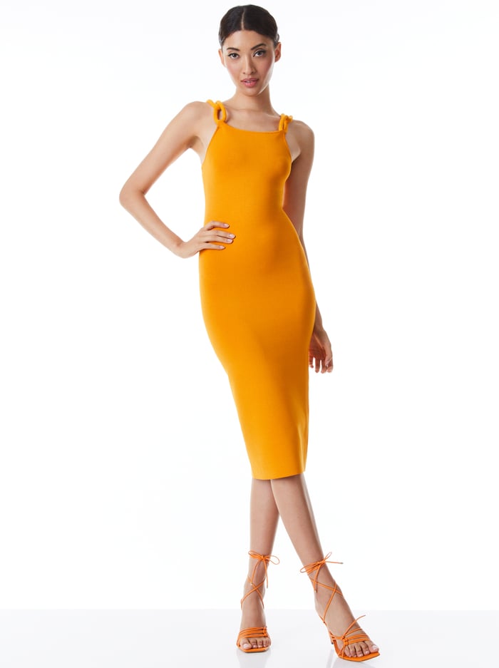 ALINA MIDI DRESS WITH CORD STRAPS - TANGERINE image 4 - Alice And Olivia