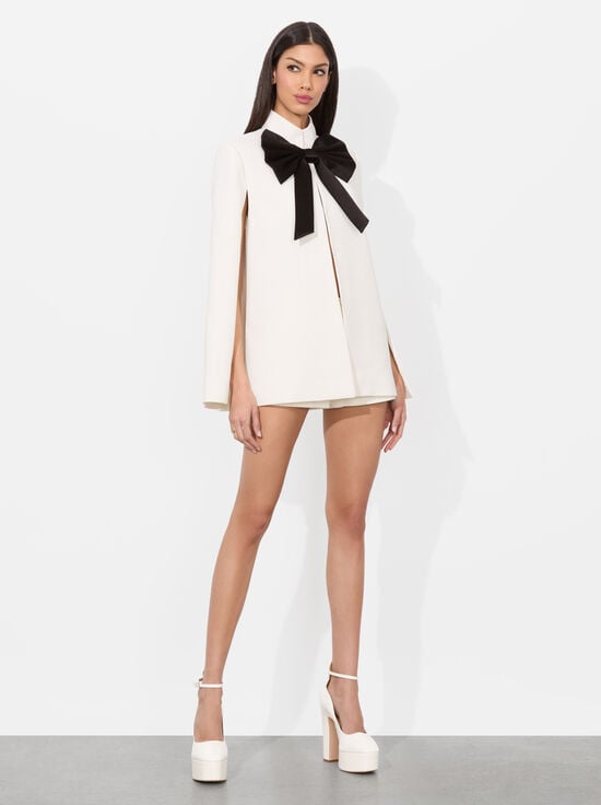 OFF WHITE/BLACK-PHILIPPA BOW CAPE