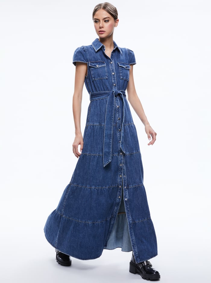MIRANDA MAXI DENIM DRESS - LOLA BLUE image 2 - Alice And Olivia