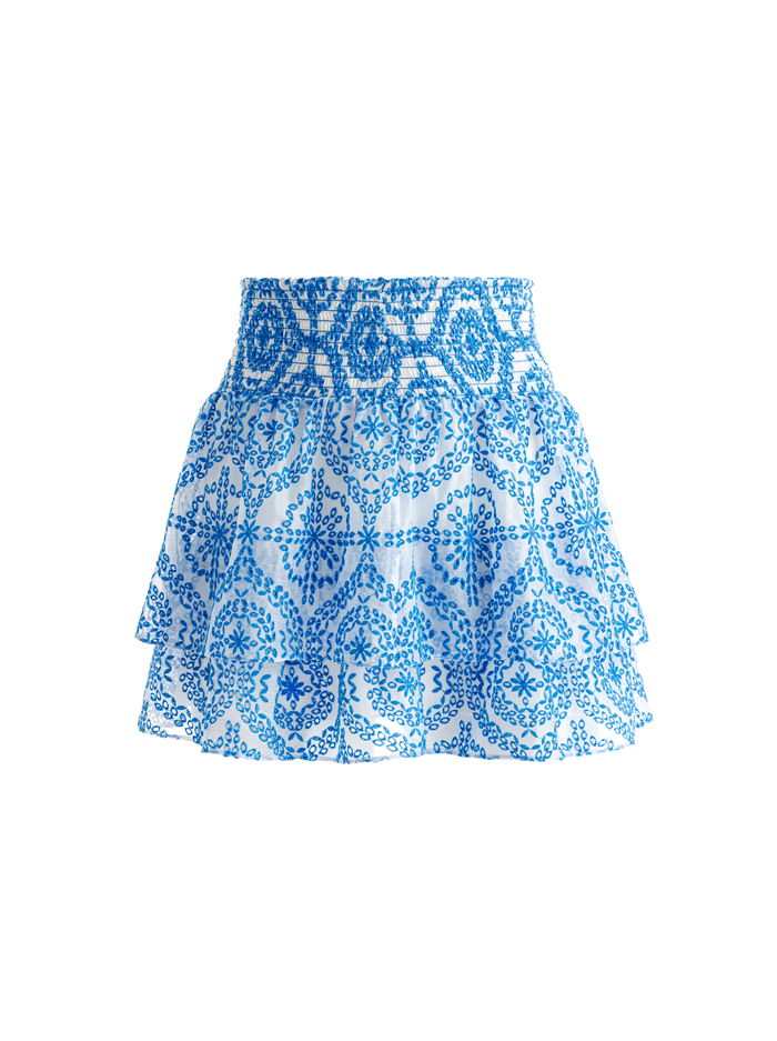 BETHIE RUFFLE MINI SKIRT - OFF WHITE/FRENCH BLUE image 5 - Alice And Olivia