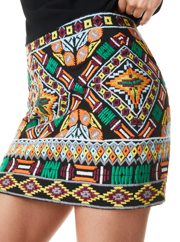 ELANA EMBROIDERED MINI SKIRT - MULTI image 3 - Alice And Olivia