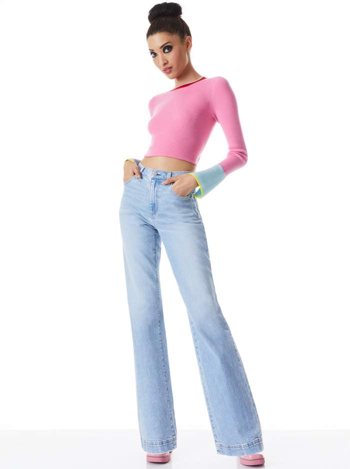 WESTI LONG SLEEVE RIBBED CREWNECK - PRIMROSE MULTI image 2 - Alice And Olivia