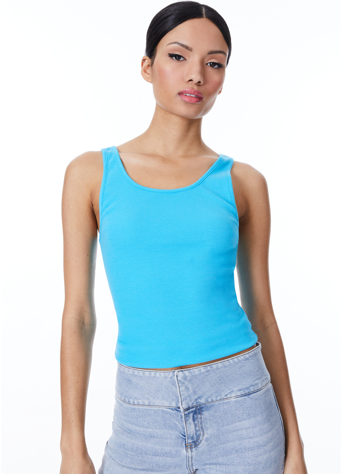 JEMI RIBBED TANK - OCEAN FLOOR - Alice And Olivia