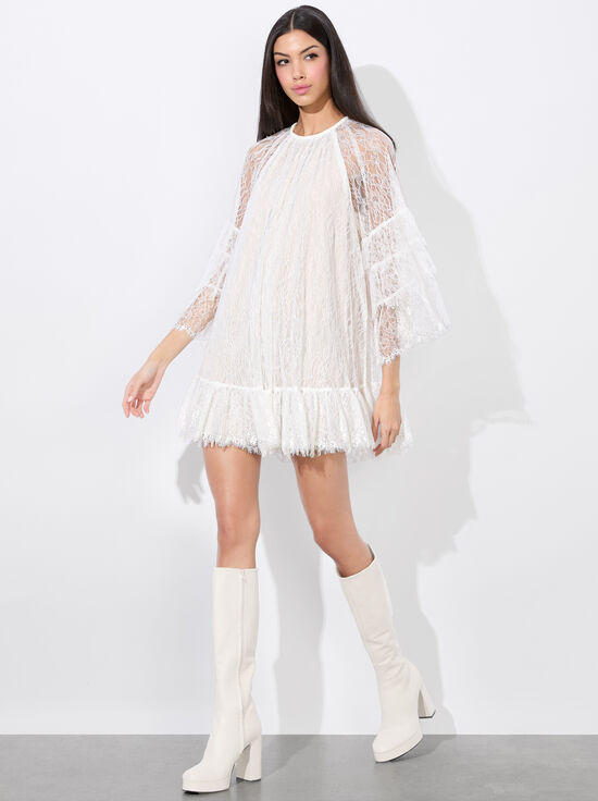OFF WHITE-DELIA RUFFLED TUNIC DRESS