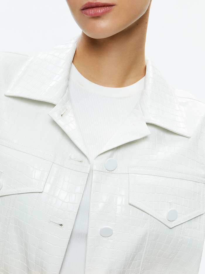 CHLOE VEGAN LEATHER CROPPED JACKET - WHITE image 3 - ALICE + OLIVIA