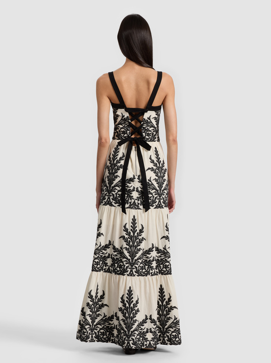 OFF WHITE/BLACK-SAIGE TIERED MAXI DRESS