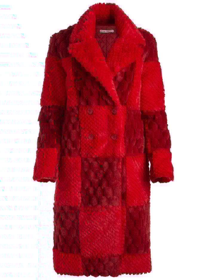 MOORE FAUX FUR PEACOAT - BRIGHT RUBY/GARNET image 6 - Alice And Olivia