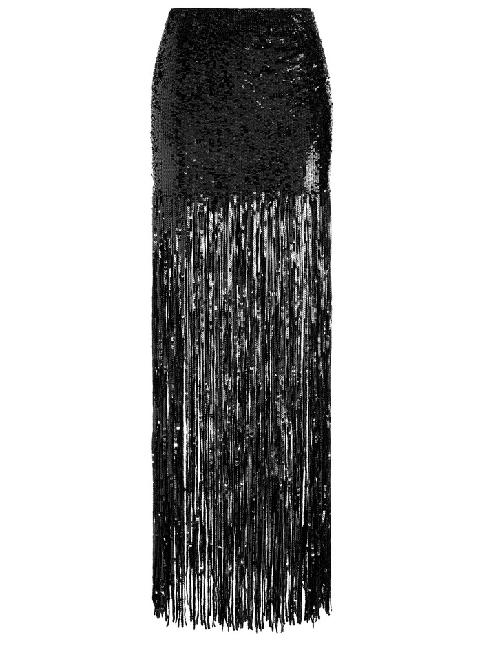 KENDRA SEQUIN FRINGE MAXI SKIRT - BLACK image 6 - Alice And Olivia