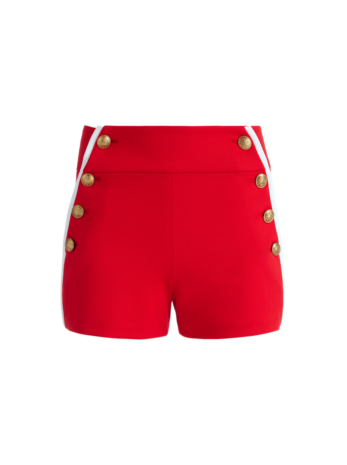 NARIN HIGH RISE BUTTON FRONT SHORT - BRIGHT RUBY image 5 - Alice And Olivia