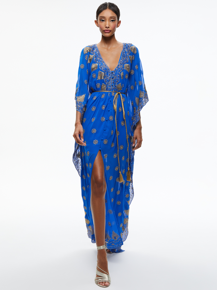 MARVA BRAID BELT MAXI KAFTAN - SAPPHIRE/GOLD image 4 - ALICE + OLIVIA