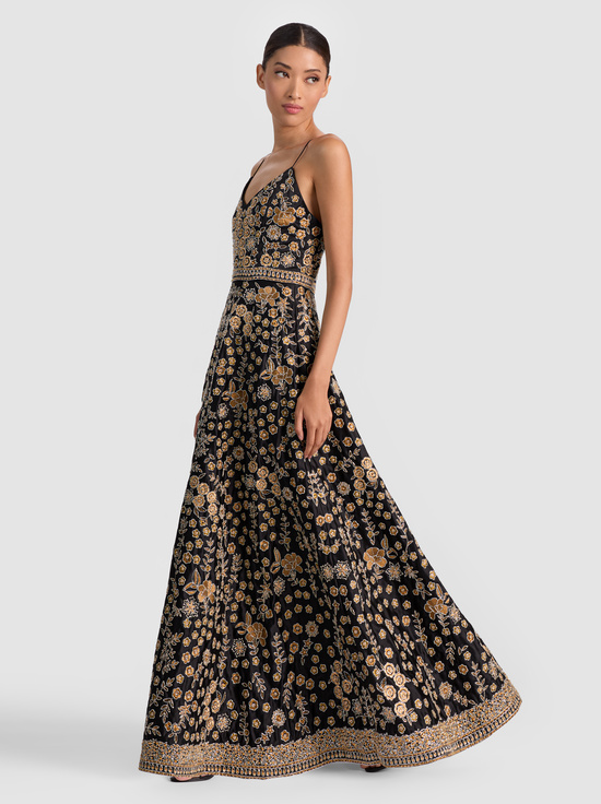 BLACK/MULTI-DOMENICA EMBELLISHED GOWN