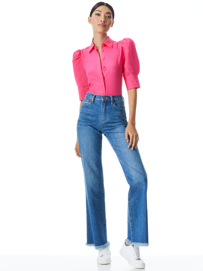 WILLA SCRUNCHED SLEEVE BLOUSE - WILD PINK image 2 - Alice And Olivia