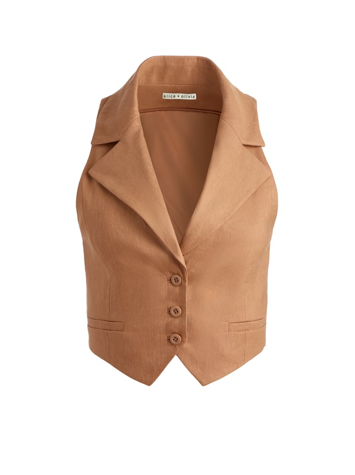 DONNA LINEN VEST - TAN image 5 - Alice And Olivia