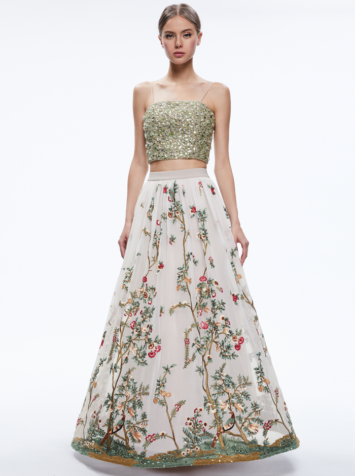 CATRINA EMBELLISHED GOWN MAXI SKIRT - CHAMPAGNE/MULTI image 4 - Alice And Olivia