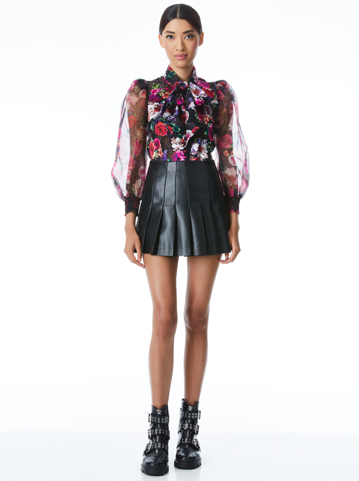 BRENTLEY FLORAL TIE NECK BLOUSE - MIDNIGHT ROSE image 2 - Alice And Olivia