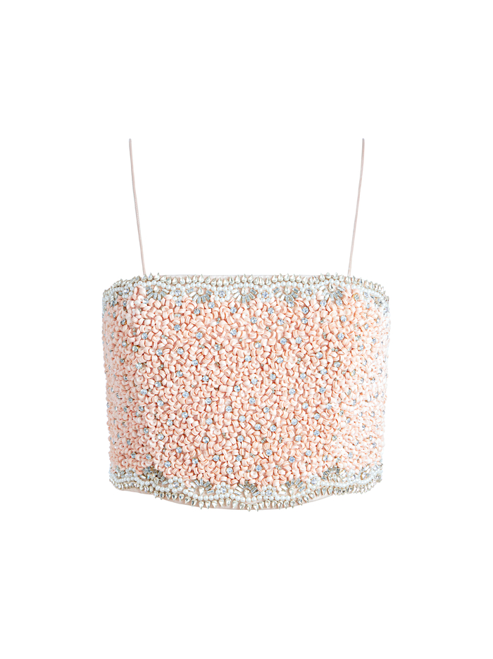 CERESI EMBELLISHED SPAGHETTI STRAP TOP - PINK LACE image 5 - Alice And Olivia