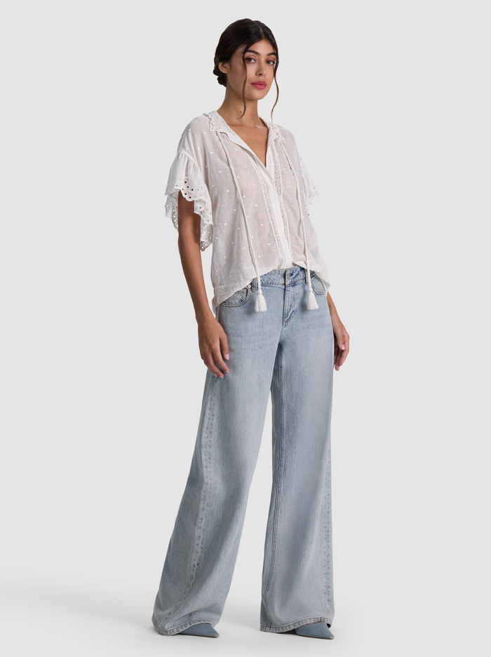 JULIUS EMBROIDERED TUNIC TOP - OFF WHITE image 4 - ALICE + OLIVIA