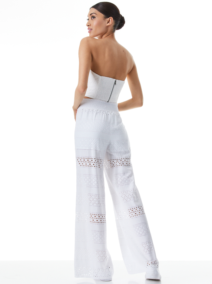 RUSSELL HIGH WAISTED EYELET PANT - WHITE image 1 - Alice And Olivia