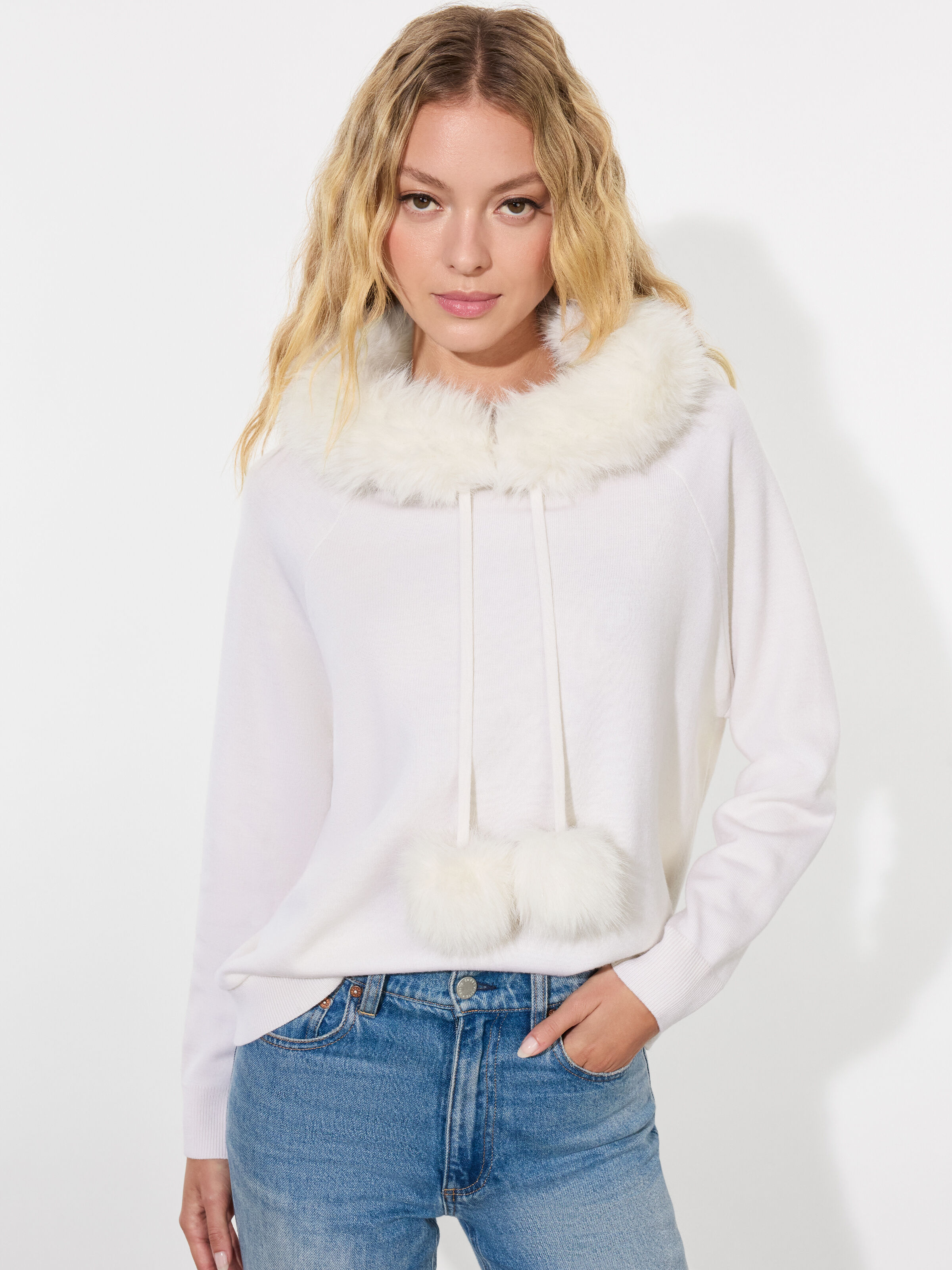 Fur trim hoodie sales