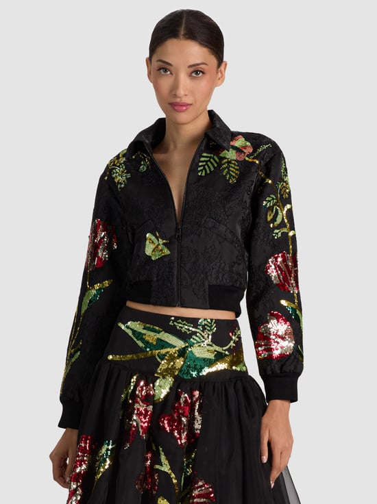 SOFT TULIP BLACK-EDMOND EMBELLISHED VARSITY JACKET