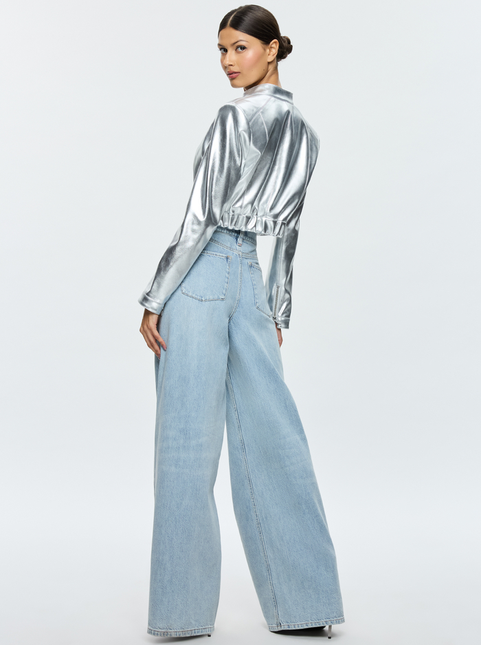 LARI VEGAN MOTO JACKET - SILVER image 2 - Alice And Olivia