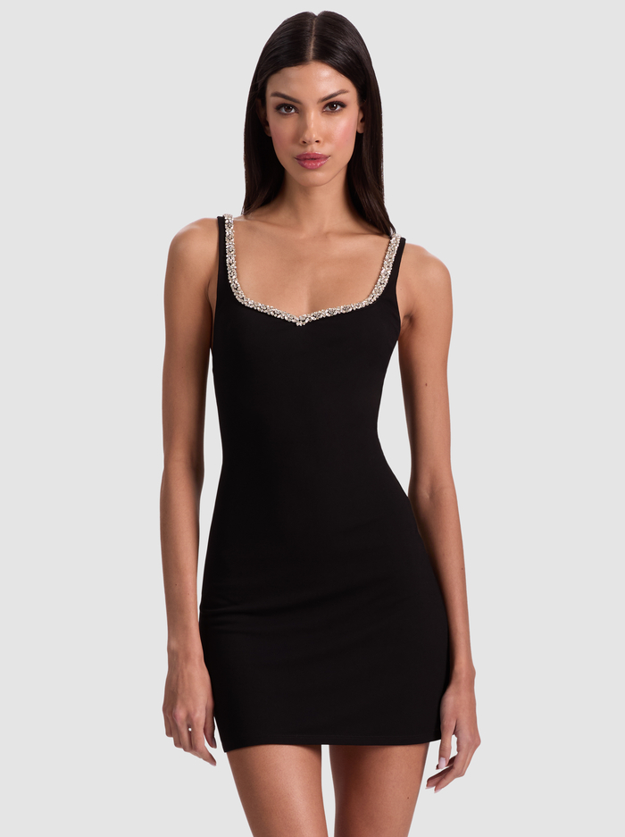 EVE EMBELLISHED TRIM MINI DRESS - BLACK image 3 - Alice And Olivia