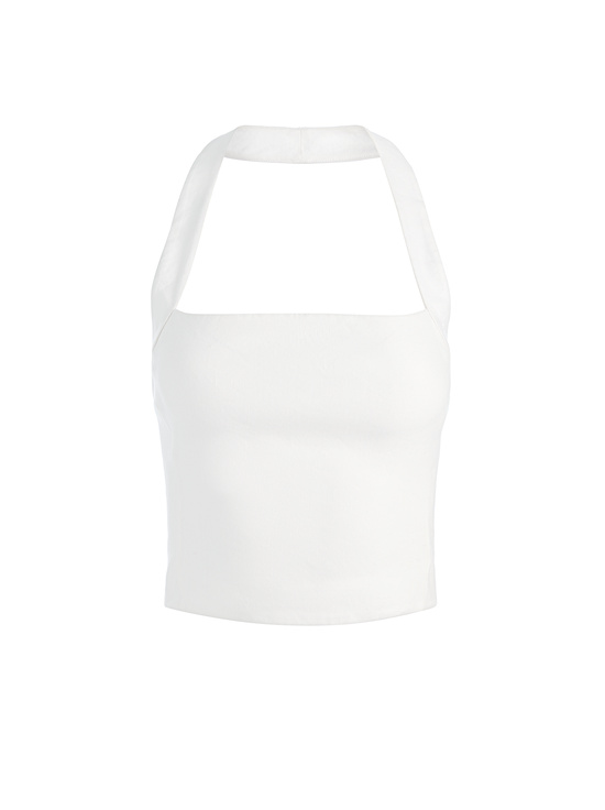 OFF WHITE-FIONA LINEN HALTER TOP