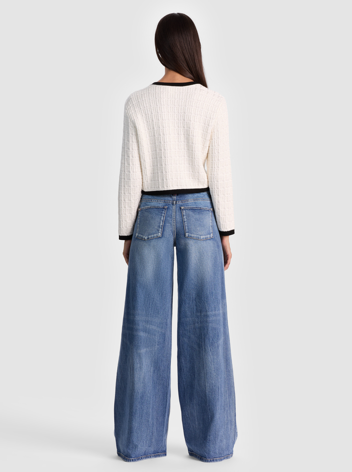 AKIRA BOW CARDIGAN - SOFT WHITE/BLACK image 2 - Alice And Olivia