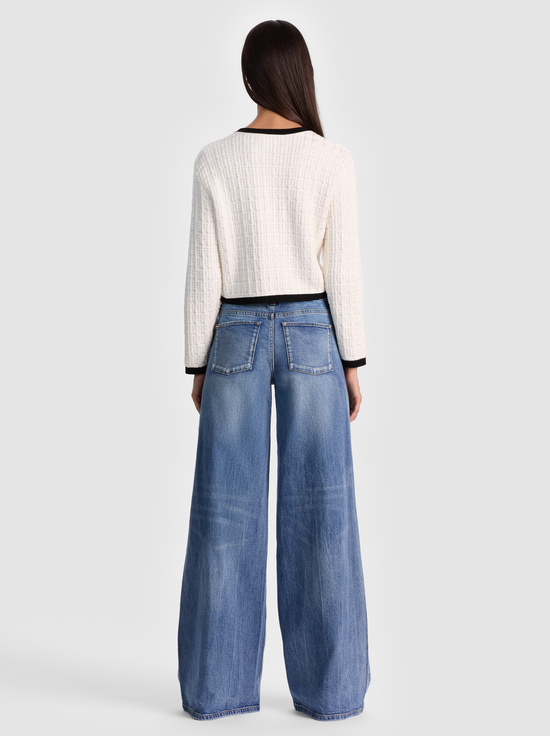 SOFT WHITE/BLACK-AKIRA BOW CARDIGAN