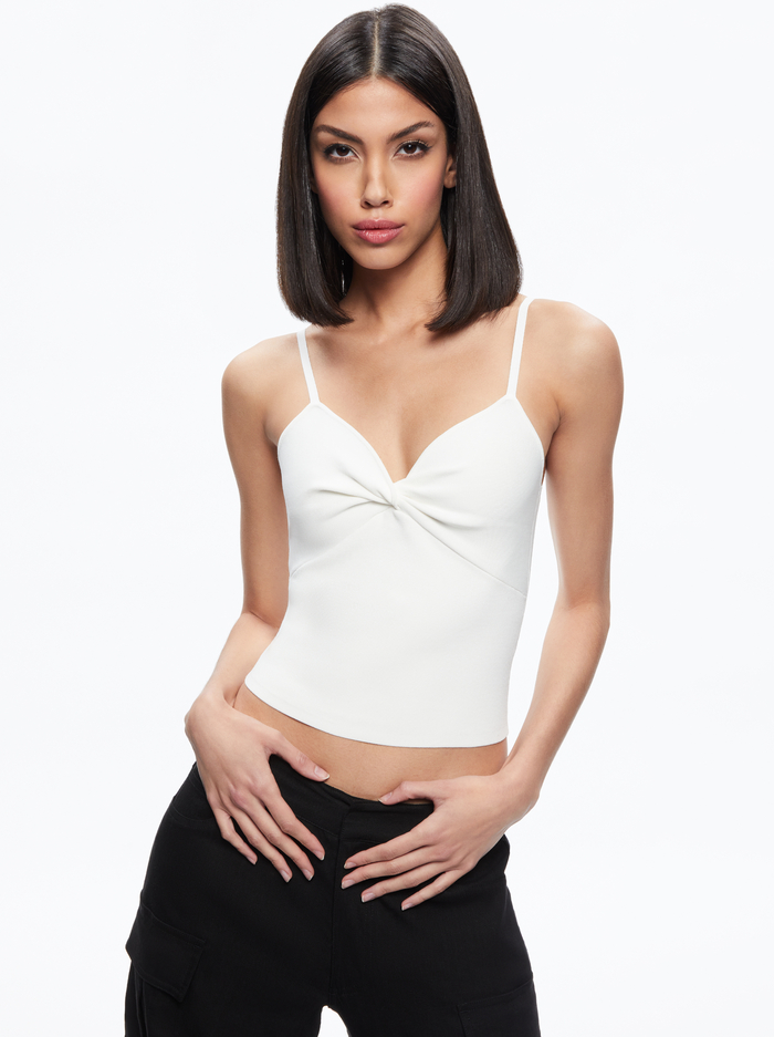 RHONA TWIST FRONT TANK - SOFT WHITE - Alice And Olivia