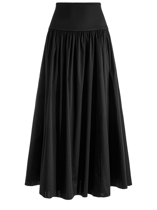 BLACK-ORIANA DROP WAIST MIDI SKIRT