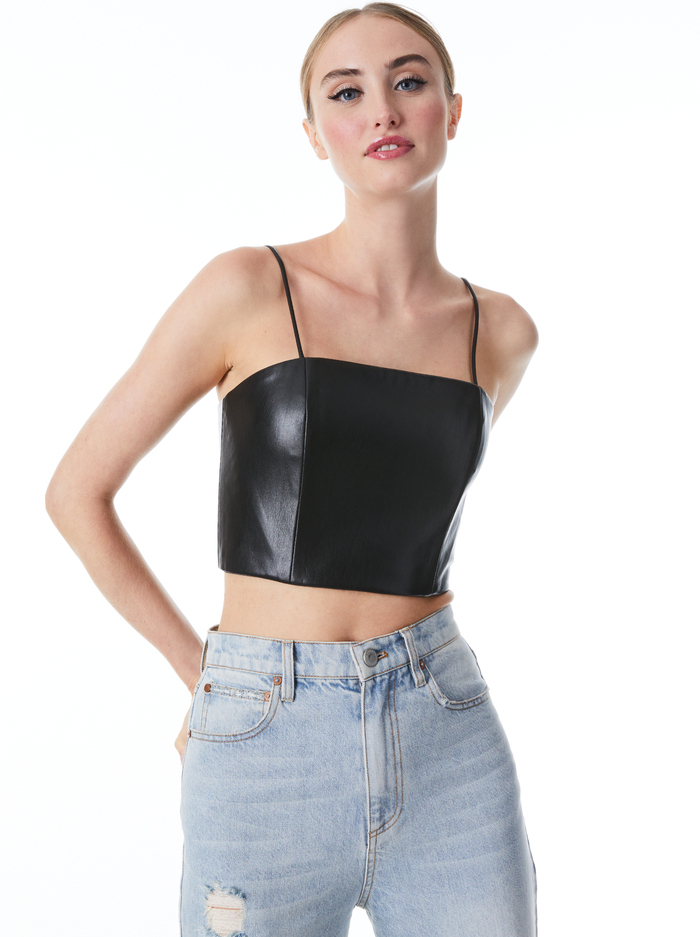 PEARLE VEGAN BUSTIER - BLACK - Alice And Olivia
