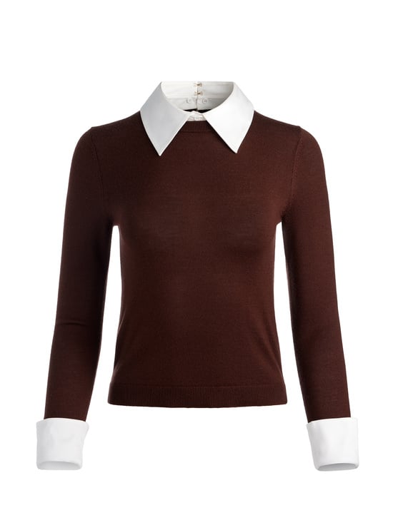 DARK CHOCOLATE-PORLA COLLARED SWEATER
