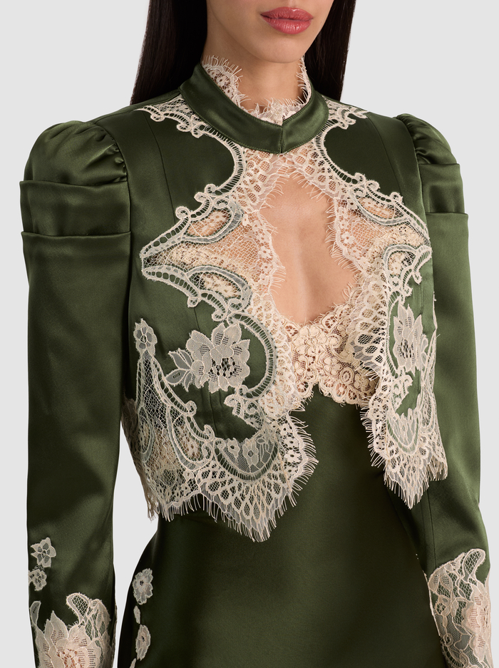 THOMASINA LACE CROPPED JACKET - DARK FERN image 3 - ALICE + OLIVIA