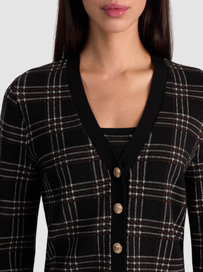 GRACE CASHMERE CARDIGAN - BLACK MULTI image 3 - Alice And Olivia