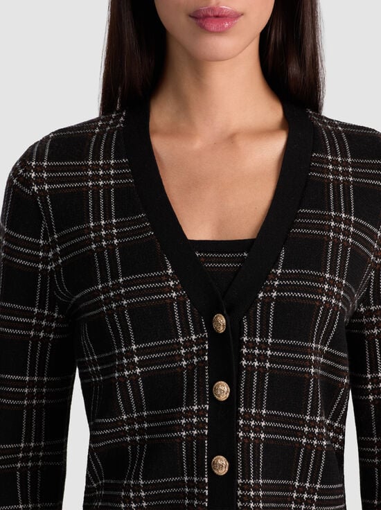 BLACK MULTI-GRACE CASHMERE CARDIGAN