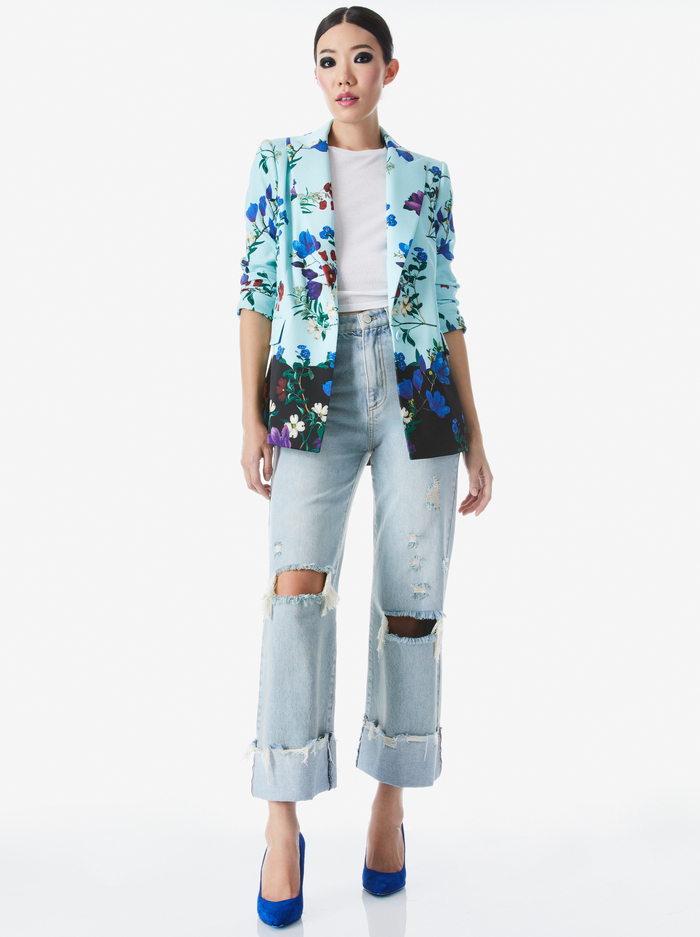 JUSTINE ROLLED CUFF BLAZER - BEAUTIFUL BLOOMS LG JULEP image 2 - Alice And Olivia