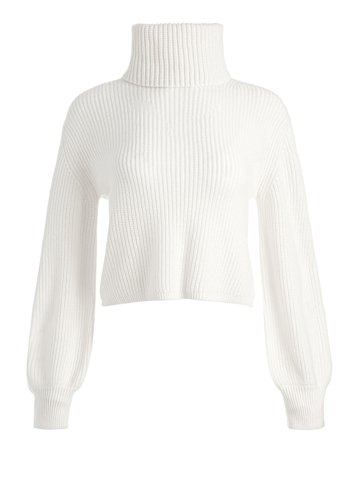 Carlynn Ribbed Cropped Turtleneck In Soft White Alice And Olivia