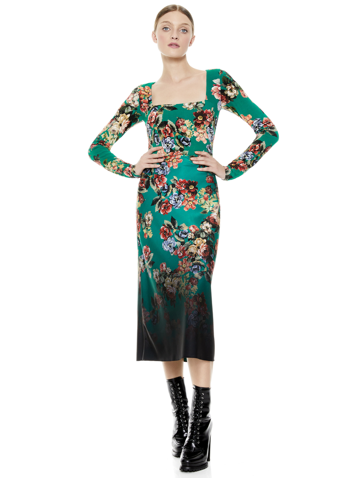 DELAINA FLORAL CROP TOP - CLOUD DANCER DARK TEAL image 5 - Alice And Olivia