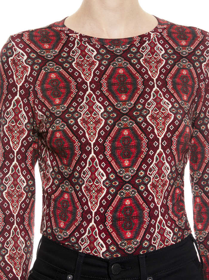 DELAINA CREW NECK CROP TOP - DIAMOND MAGIC BORDEAUX image 3 - Alice And Olivia