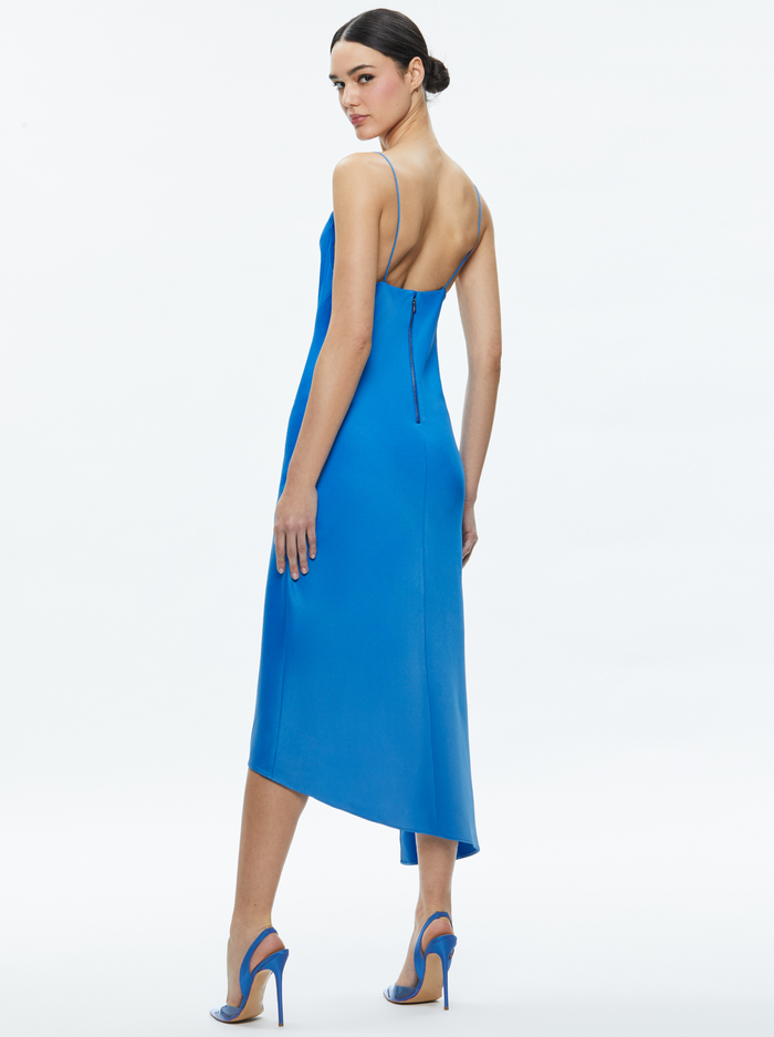 HARMONY ASYMMETRICAL SLIP SCARF DRESS - FRENCH BLUE image 2 - Alice And Olivia