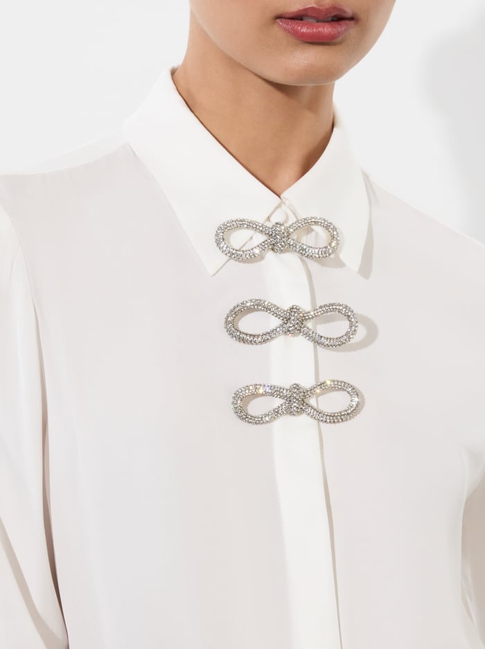 WILLA PLACKET BOW TOP - OFF WHITE image 3 - Alice And Olivia