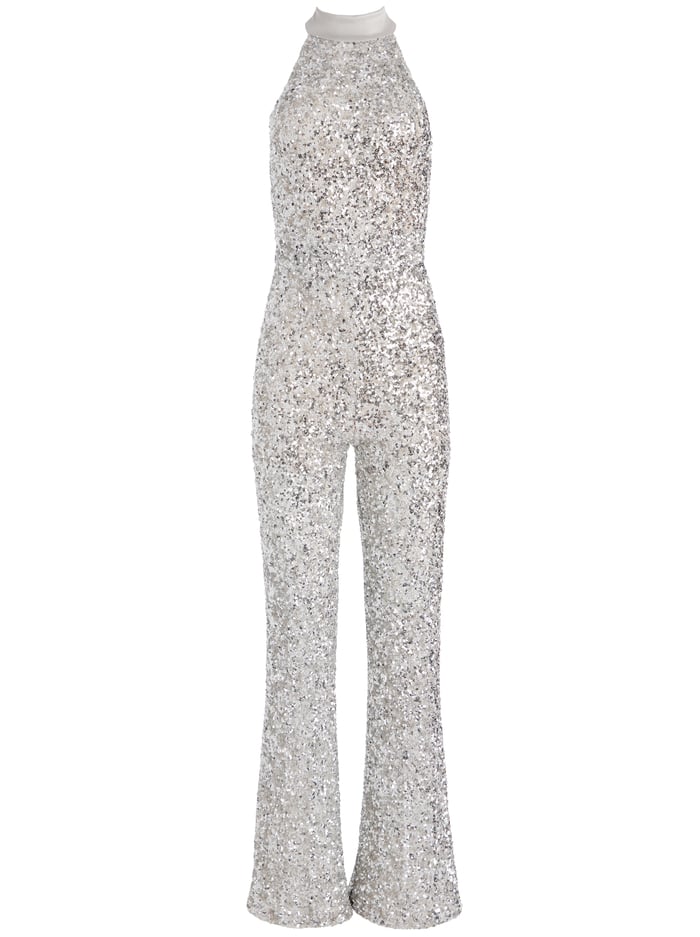 CATALINE SEQUIN JUMPSUIT - SILVER image 6 - Alice And Olivia