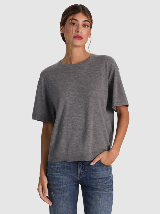 MEDIUM HEATHER GREY-AMELIE CASHMERE KNIT TEE