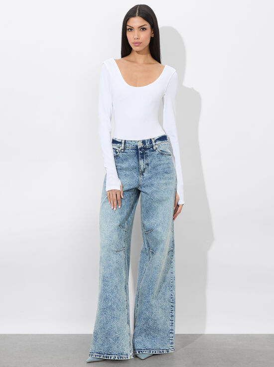 OFF WHITE-RHYS RIBBED BALLET BODYSUIT